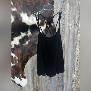 Mine brand size large black strappy back tank top EUC